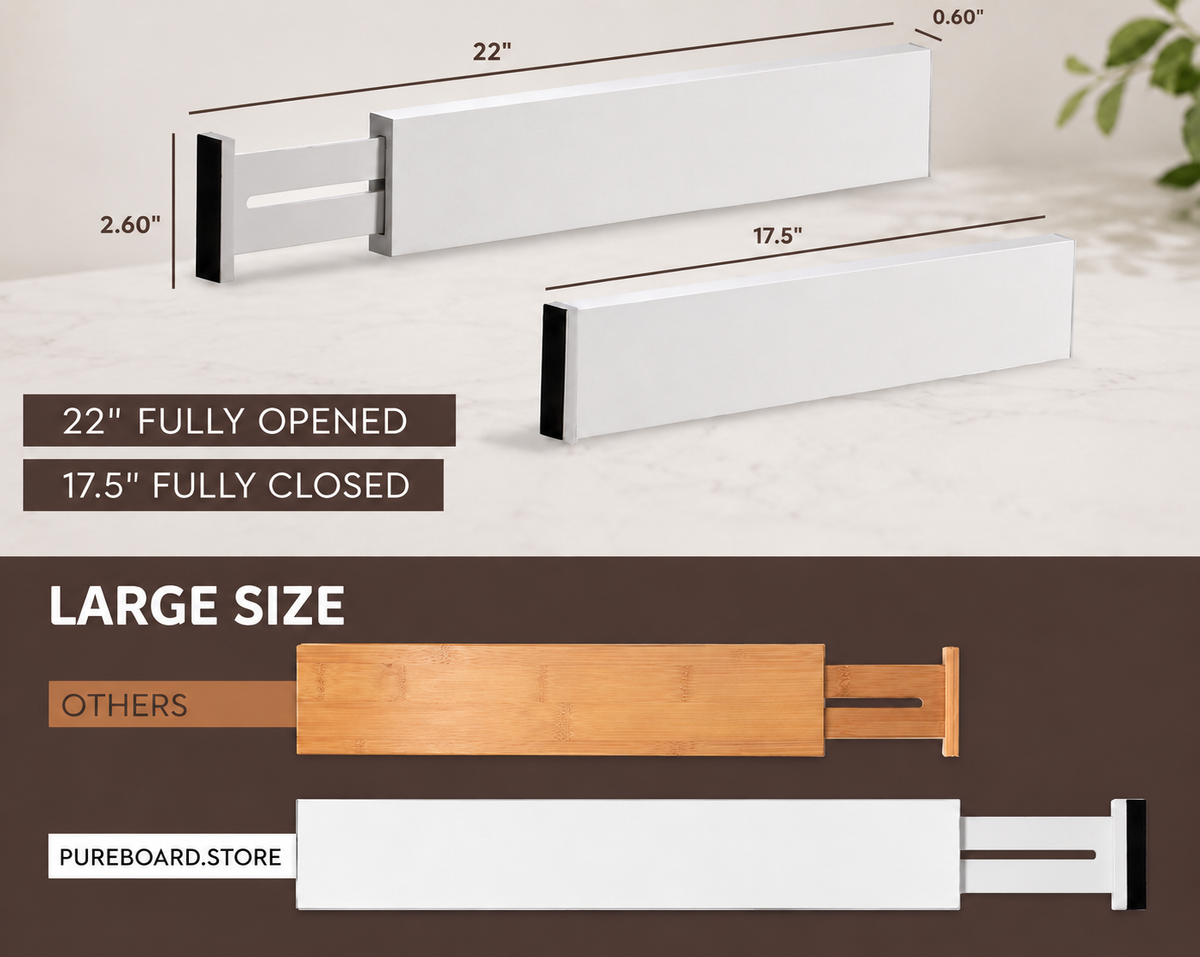 Adjustable Bamboo Drawer Dividers - 12pcs