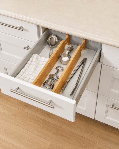 Expandable Bamboo Drawer Divider - 2Pcs
