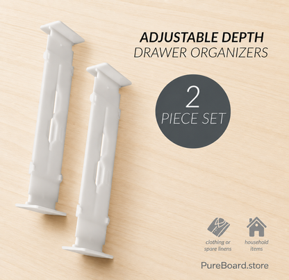 Adjustable Depth Drawer Organizer - 2pcs