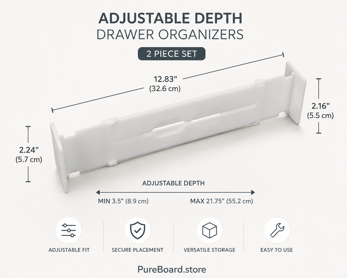Adjustable Depth Drawer Organizer - 2pcs